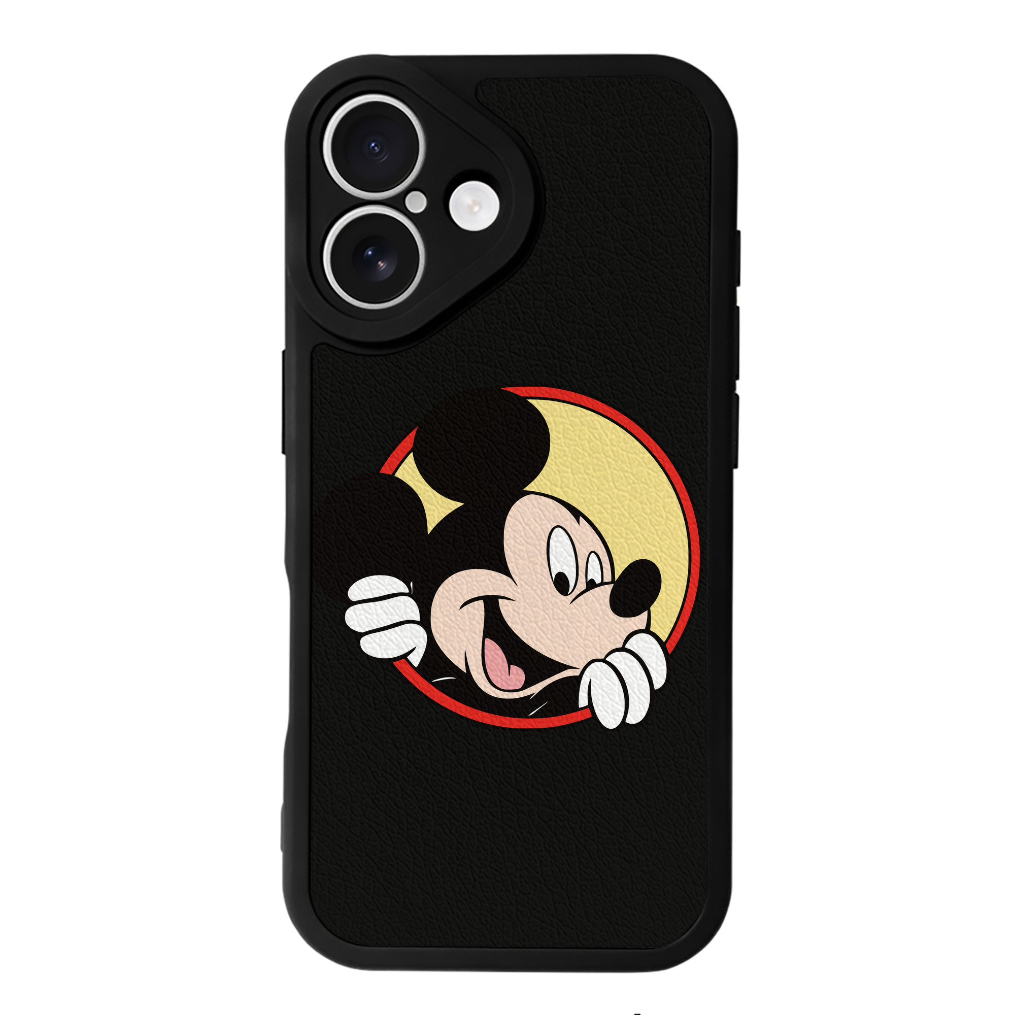 （画像用） ミッキーマウス Mickey Mouse 【iPhone 16シリーズ対応】シリコンスマホケース（レザー調） 材質：シリコン